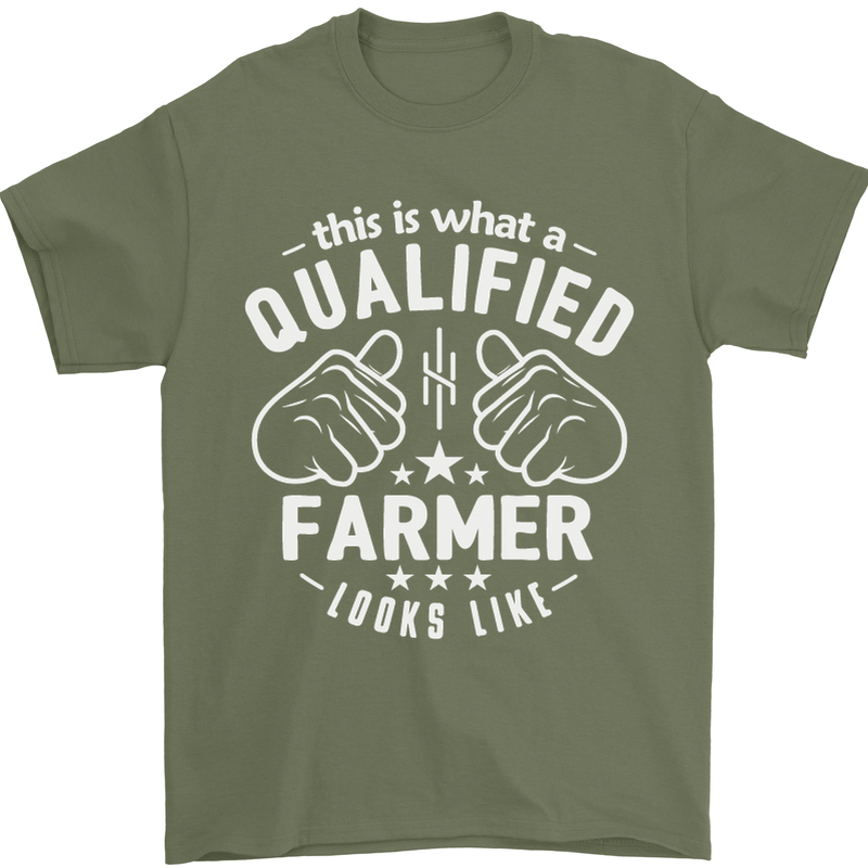 This Is What a Qualified Farmer Looks Like Mens T-Shirt Cotton Gildan Military Green