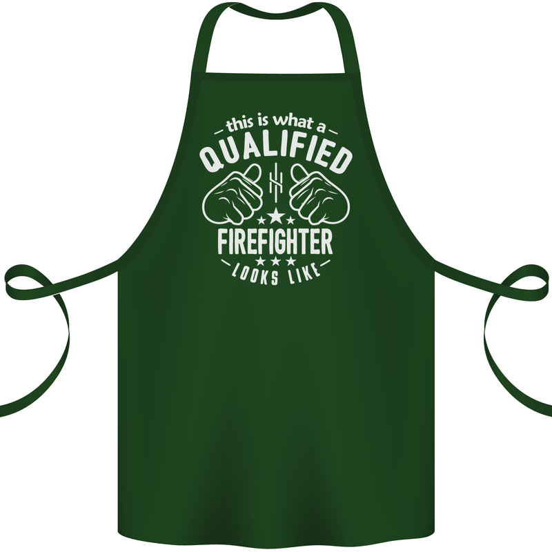 This Is What a Qualified Firefighter Looks Like Cotton Apron 100% Organic Forest Green