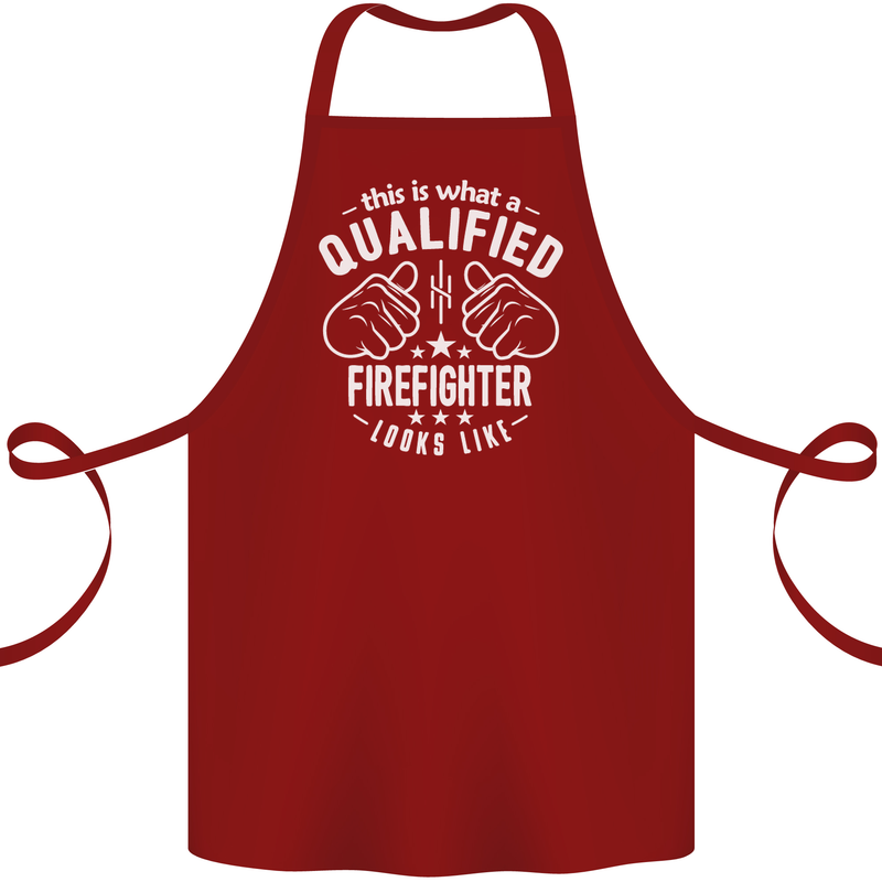 This Is What a Qualified Firefighter Looks Like Cotton Apron 100% Organic Maroon