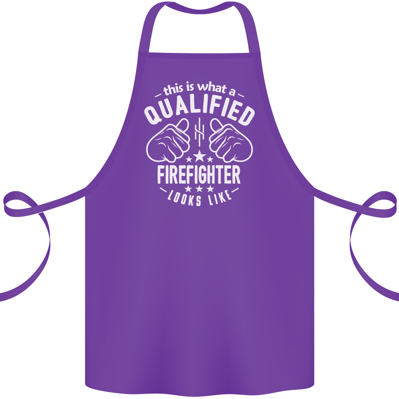 This Is What a Qualified Firefighter Looks Like Cotton Apron 100% Organic Purple