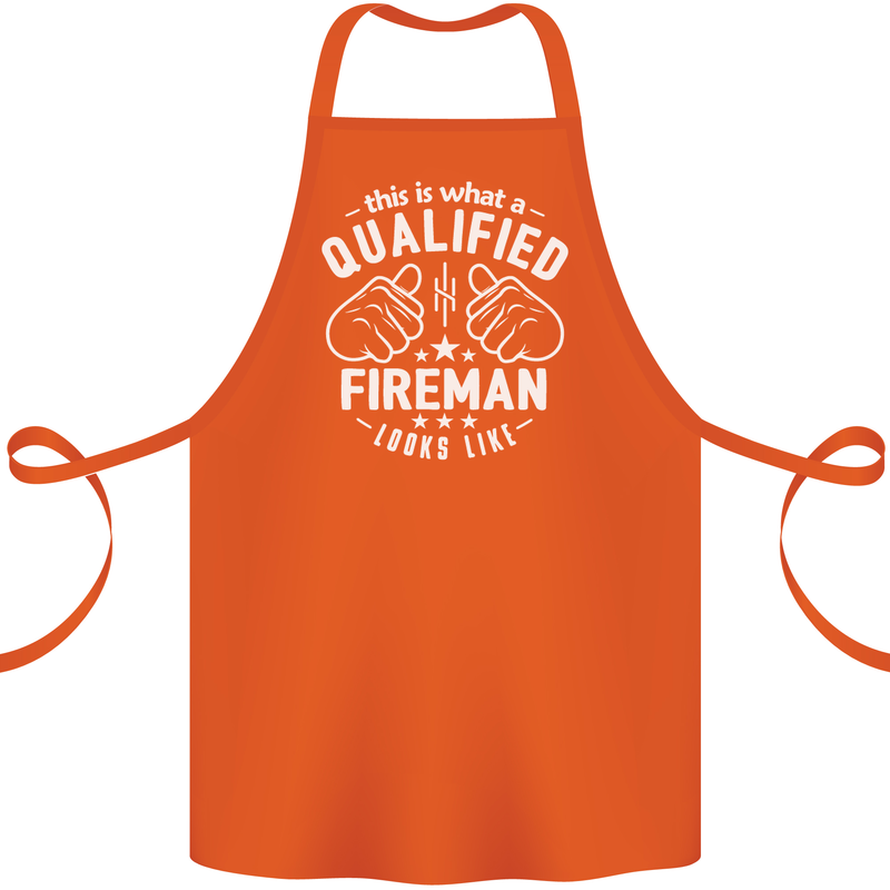 This Is What a Qualified Fireman Looks Like Cotton Apron 100% Organic Orange