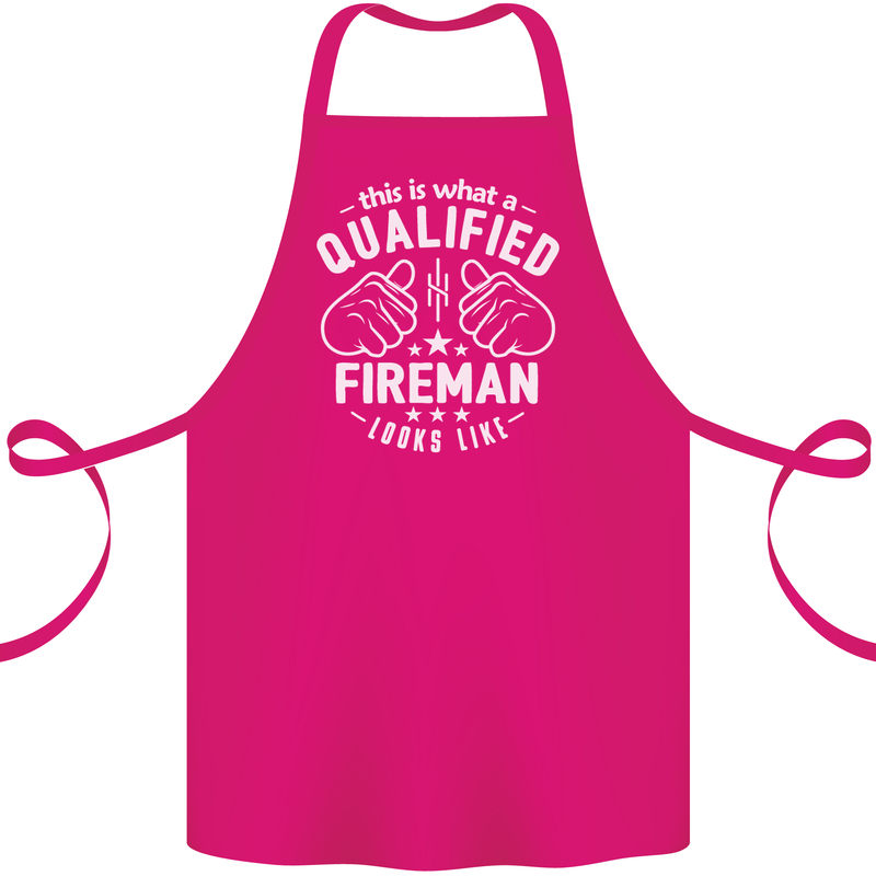 This Is What a Qualified Fireman Looks Like Cotton Apron 100% Organic Pink