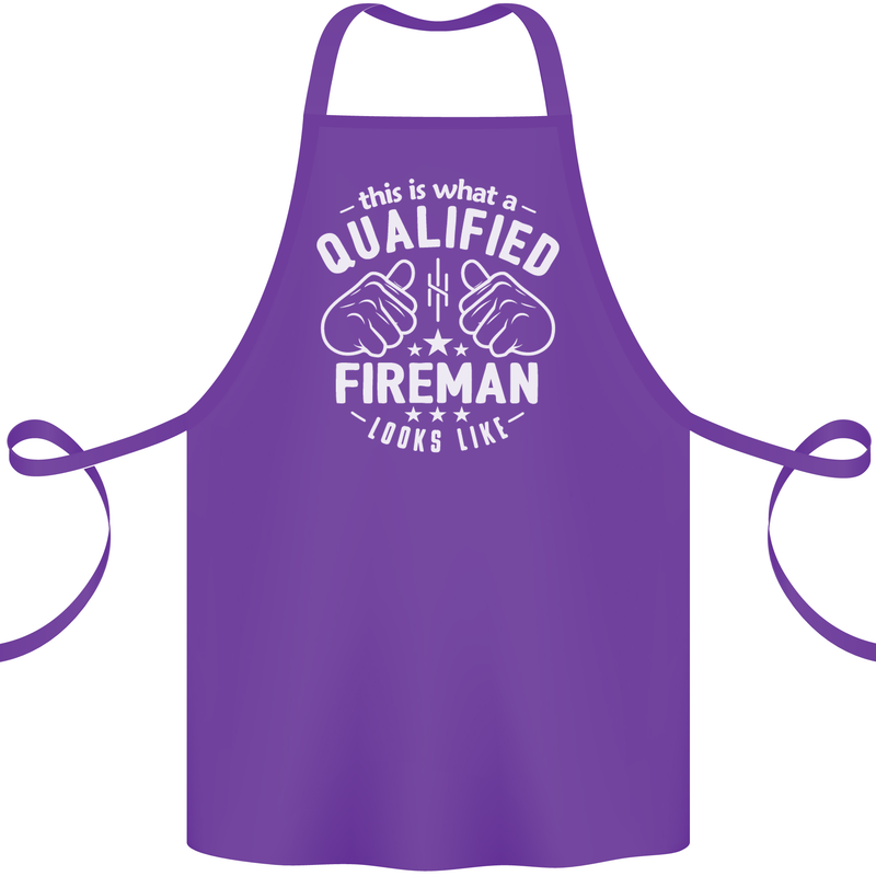 This Is What a Qualified Fireman Looks Like Cotton Apron 100% Organic Purple