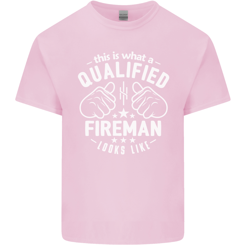 This Is What a Qualified Fireman Looks Like Mens Cotton T-Shirt Tee Top Light Pink