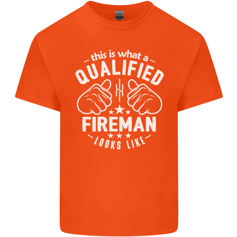 This Is What a Qualified Fireman Looks Like Mens Cotton T-Shirt Tee Top Orange
