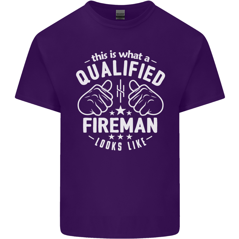This Is What a Qualified Fireman Looks Like Mens Cotton T-Shirt Tee Top Purple