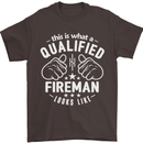 This Is What a Qualified Fireman Looks Like Mens T-Shirt Cotton Gildan Dark Chocolate