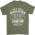 This Is What a Qualified Janitor Looks Like Mens T-Shirt Cotton Gildan Military Green