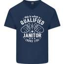 This Is What a Qualified Janitor Looks Like Mens V-Neck Cotton T-Shirt Navy Blue