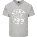 This Is What a Qualified Janitor Looks Like Mens V-Neck Cotton T-Shirt Sports Grey