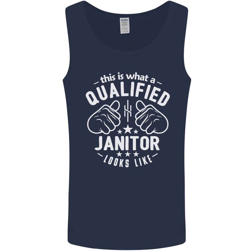 This Is What a Qualified Janitor Looks Like Mens Vest Tank Top Navy Blue