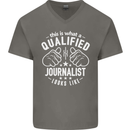 This Is What a Qualified Journalist Looks Like Mens V-Neck Cotton T-Shirt Charcoal