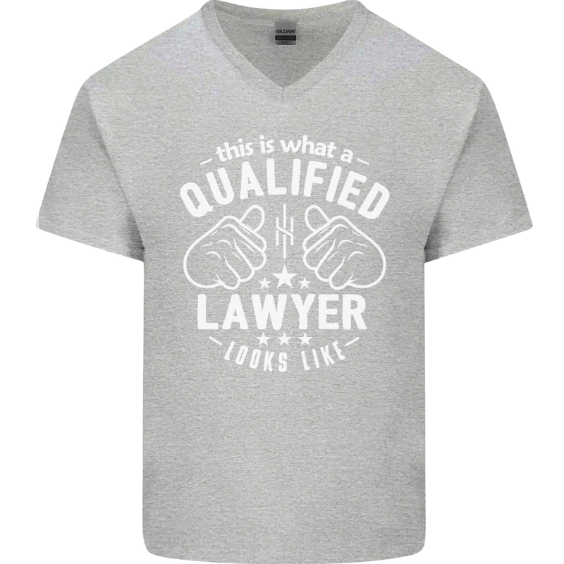 This Is What a Qualified Lawyer Looks Like Mens V-Neck Cotton T-Shirt Sports Grey