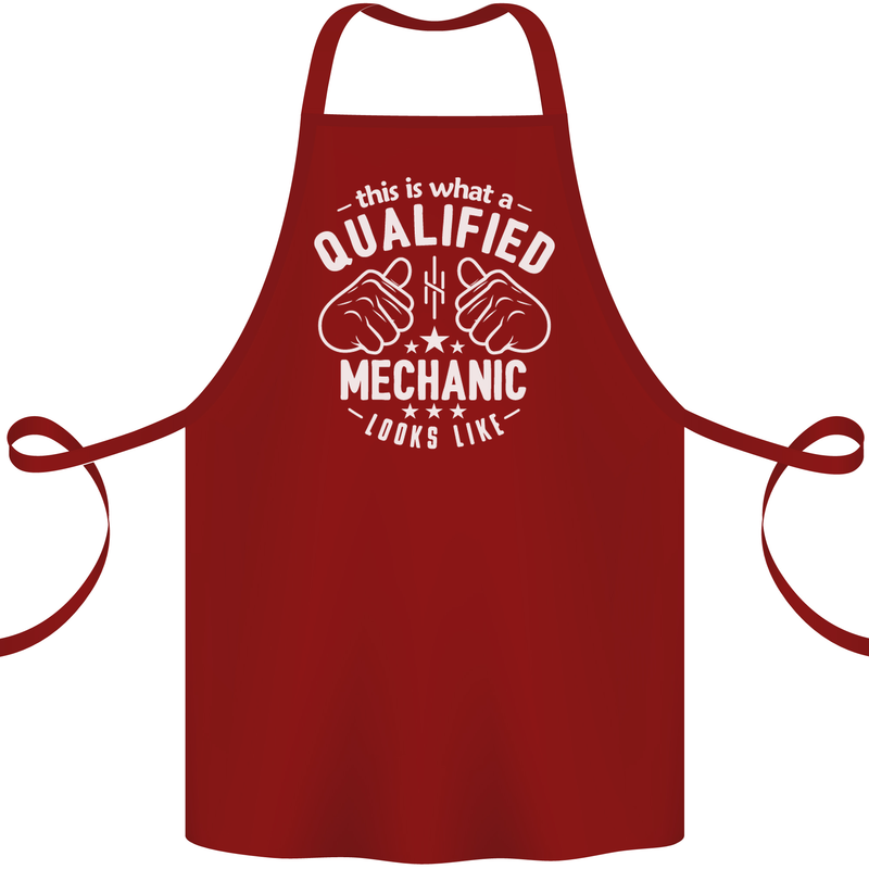 This Is What a Qualified Mechanic Looks Like Cotton Apron 100% Organic Maroon