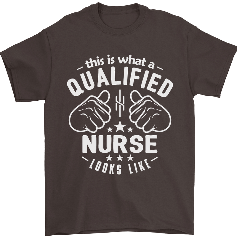 This Is What a Qualified Nurse Looks Like Mens T-Shirt Cotton Gildan Dark Chocolate