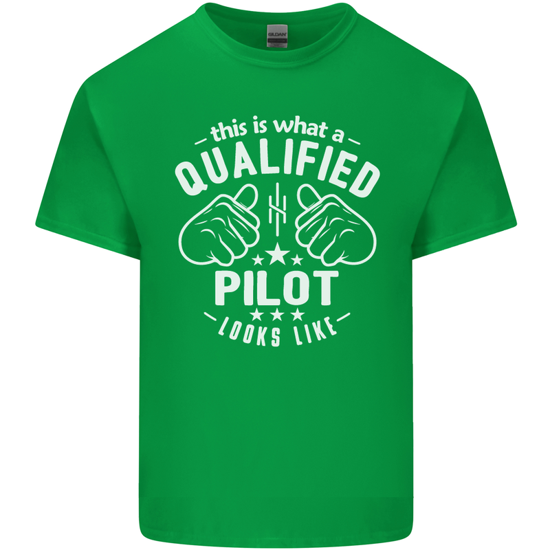 This Is What a Qualified Pilot Looks Like Mens Cotton T-Shirt Tee Top Irish Green