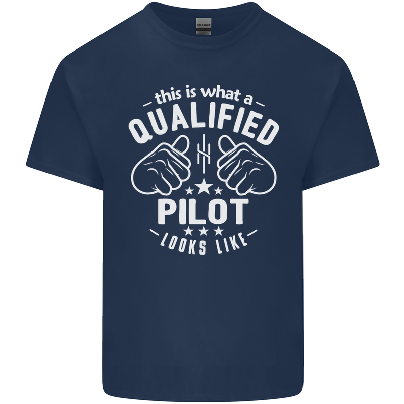 This Is What a Qualified Pilot Looks Like Mens Cotton T-Shirt Tee Top Navy Blue