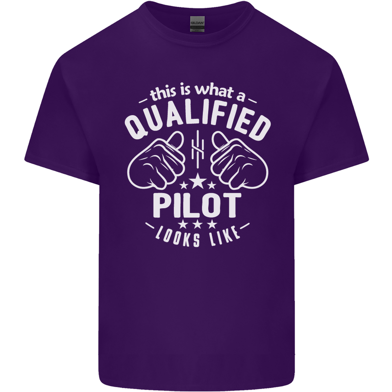 This Is What a Qualified Pilot Looks Like Mens Cotton T-Shirt Tee Top Purple