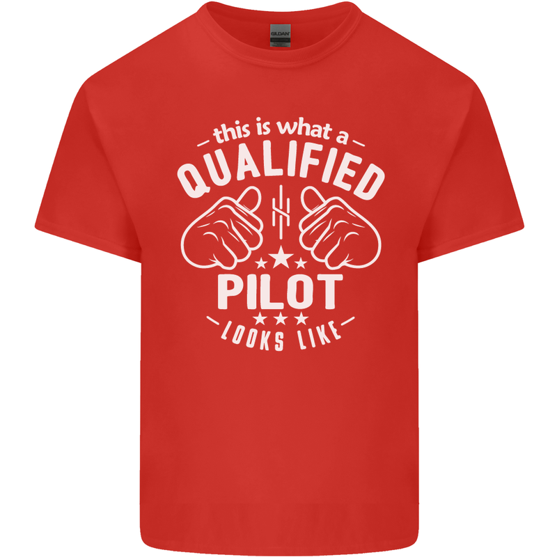 This Is What a Qualified Pilot Looks Like Mens Cotton T-Shirt Tee Top Red