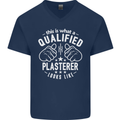 This Is What a Qualified Plasterer Mens V-Neck Cotton T-Shirt Navy Blue
