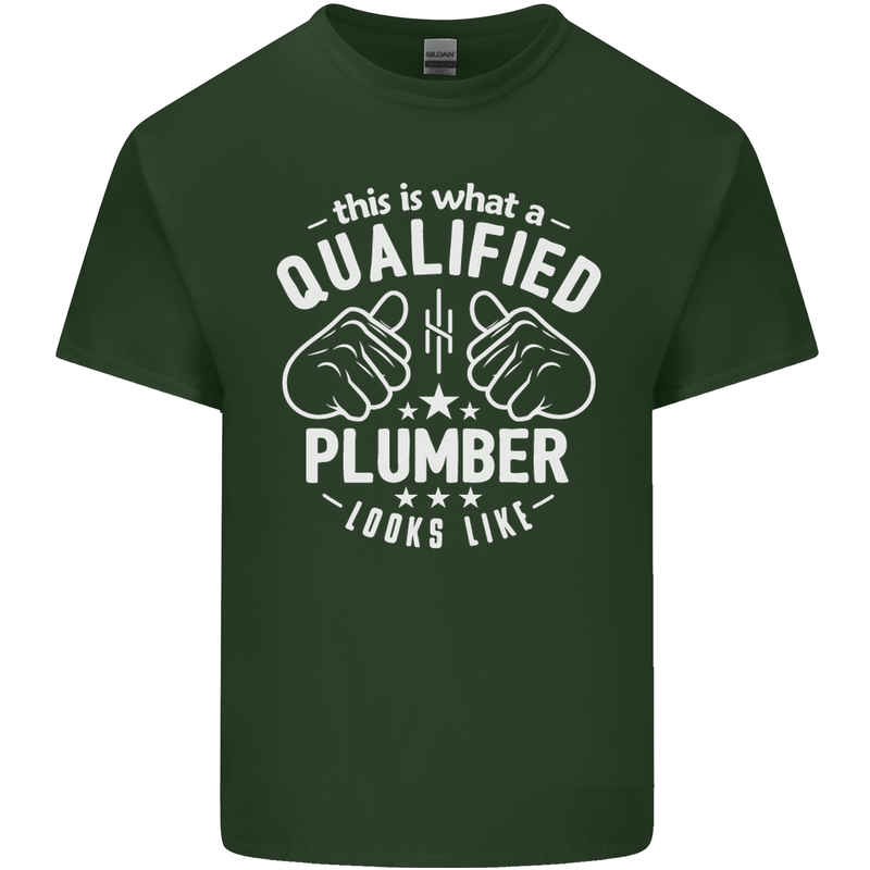 This Is What a Qualified Plumber Looks Like Mens Cotton T-Shirt Tee Top Forest Green