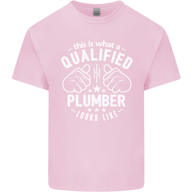 This Is What a Qualified Plumber Looks Like Mens Cotton T-Shirt Tee Top Light Pink