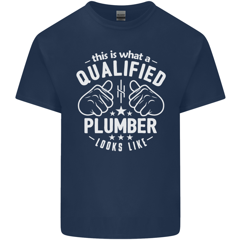 This Is What a Qualified Plumber Looks Like Mens Cotton T-Shirt Tee Top Navy Blue