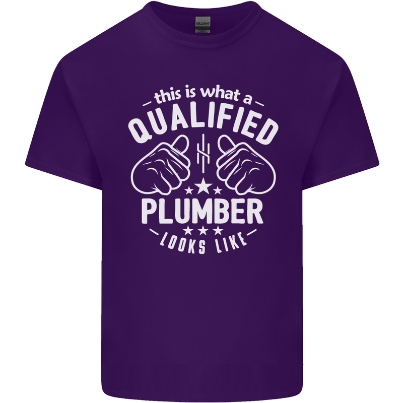 This Is What a Qualified Plumber Looks Like Mens Cotton T-Shirt Tee Top Purple