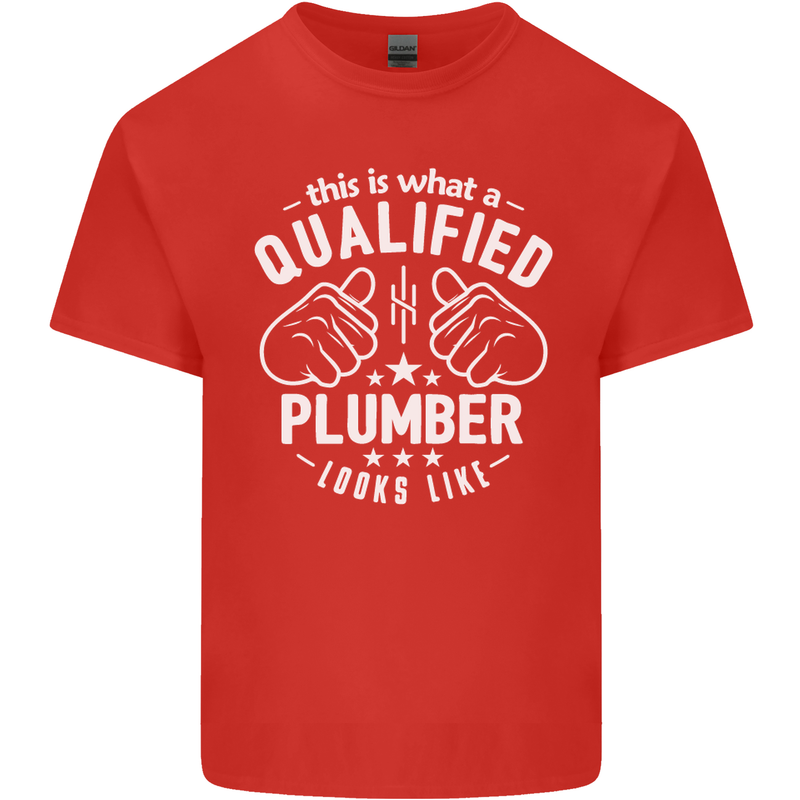 This Is What a Qualified Plumber Looks Like Mens Cotton T-Shirt Tee Top Red