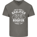 This Is What a Qualified Roofer Looks Like Mens V-Neck Cotton T-Shirt Charcoal