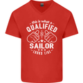 This Is What a Qualified Sailor Looks Like Mens V-Neck Cotton T-Shirt Red