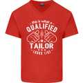 This Is What a Qualified Tailor Looks Like Mens V-Neck Cotton T-Shirt Red