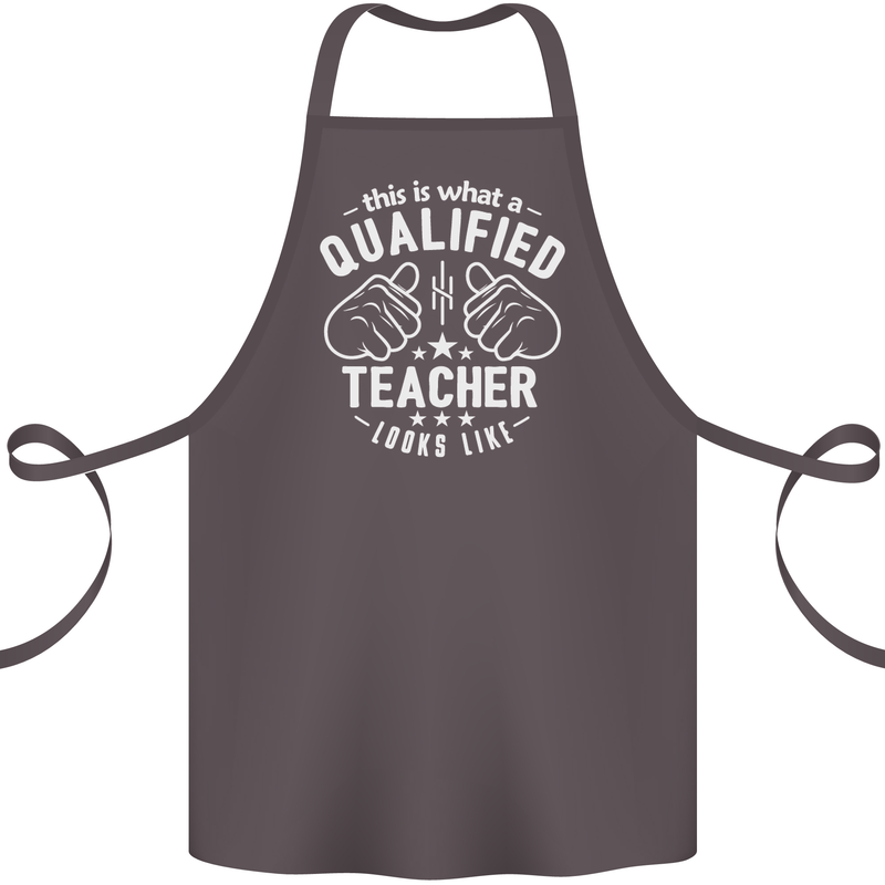 This Is What a Qualified Teacher Looks Like Cotton Apron 100% Organic Dark Grey