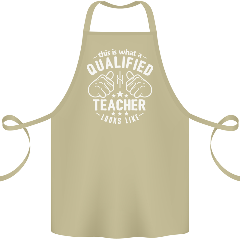 This Is What a Qualified Teacher Looks Like Cotton Apron 100% Organic Khaki