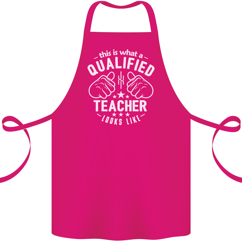 This Is What a Qualified Teacher Looks Like Cotton Apron 100% Organic Pink