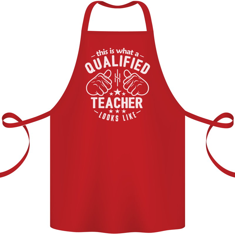 This Is What a Qualified Teacher Looks Like Cotton Apron 100% Organic Red