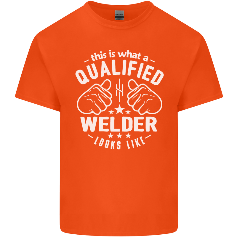 This Is What a Qualified Welder Looks Like Mens Cotton T-Shirt Tee Top Orange