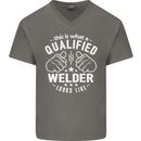 This Is What a Qualified Welder Looks Like Mens V-Neck Cotton T-Shirt Charcoal