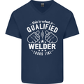 This Is What a Qualified Welder Looks Like Mens V-Neck Cotton T-Shirt Navy Blue