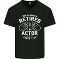 This Is What a Retired Actor Looks Like Mens V-Neck Cotton T-Shirt Black