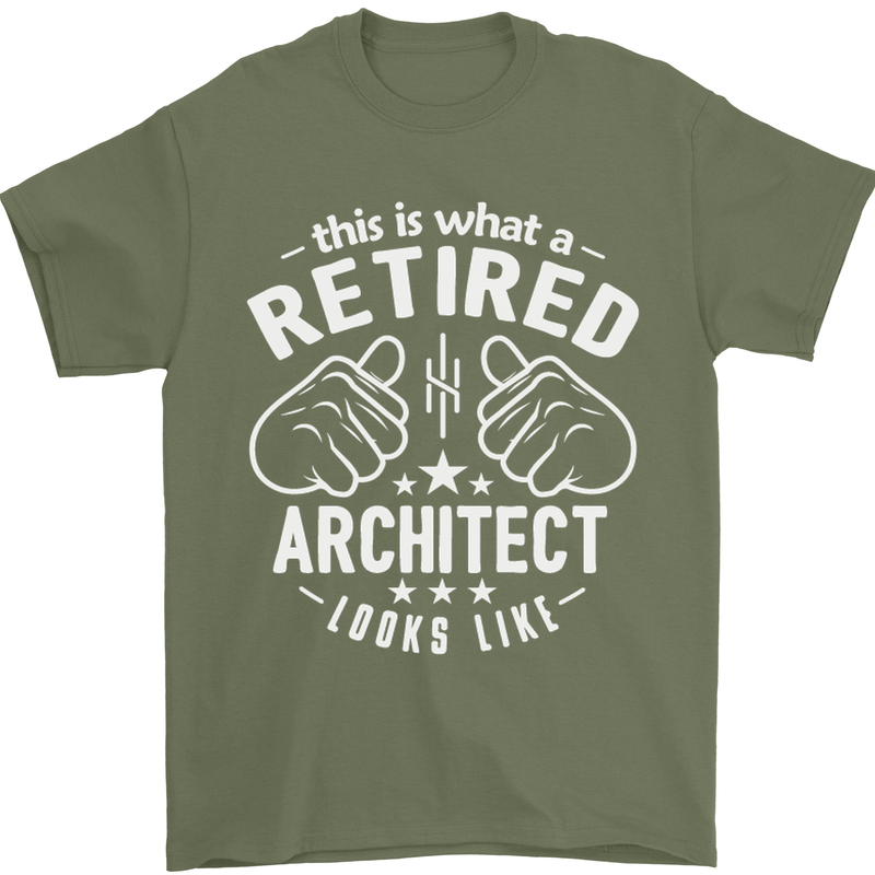 This Is What a Retired Architect Looks Like Mens T-Shirt Cotton Gildan Military Green