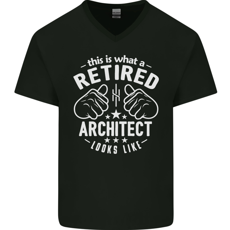 This Is What a Retired Architect Looks Like Mens V-Neck Cotton T-Shirt Black