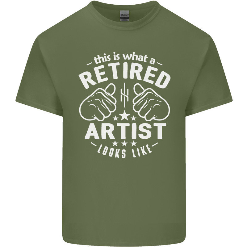 This Is What a Retired Artist Looks Like Mens Cotton T-Shirt Tee Top Military Green