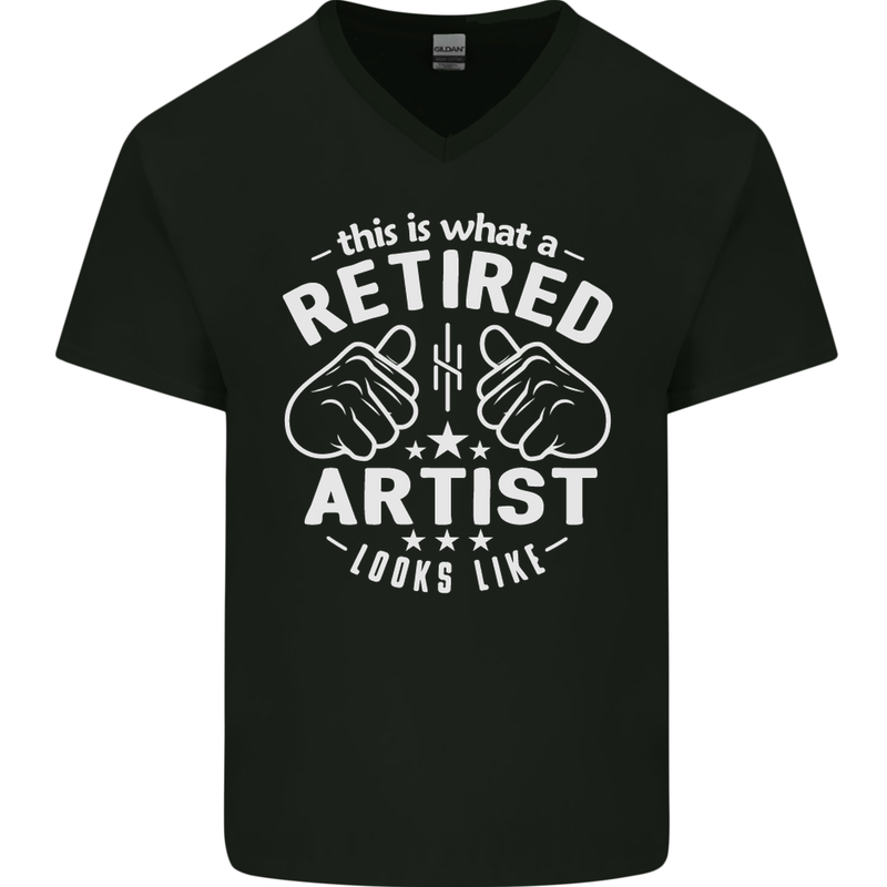This Is What a Retired Artist Looks Like Mens V-Neck Cotton T-Shirt Black