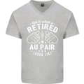 This Is What a Retired Au Pair Looks Like Mens V-Neck Cotton T-Shirt Sports Grey