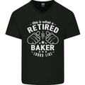 This Is What a Retired Baker Looks Like Mens V-Neck Cotton T-Shirt Black