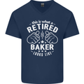 This Is What a Retired Baker Looks Like Mens V-Neck Cotton T-Shirt Navy Blue