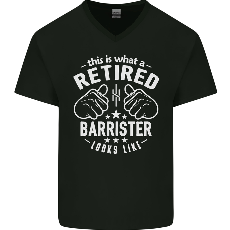This Is What a Retired Barrister Looks Like Mens V-Neck Cotton T-Shirt Black