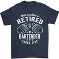 This Is What a Retired Bartender Looks Like Mens T-Shirt Cotton Gildan Navy Blue
