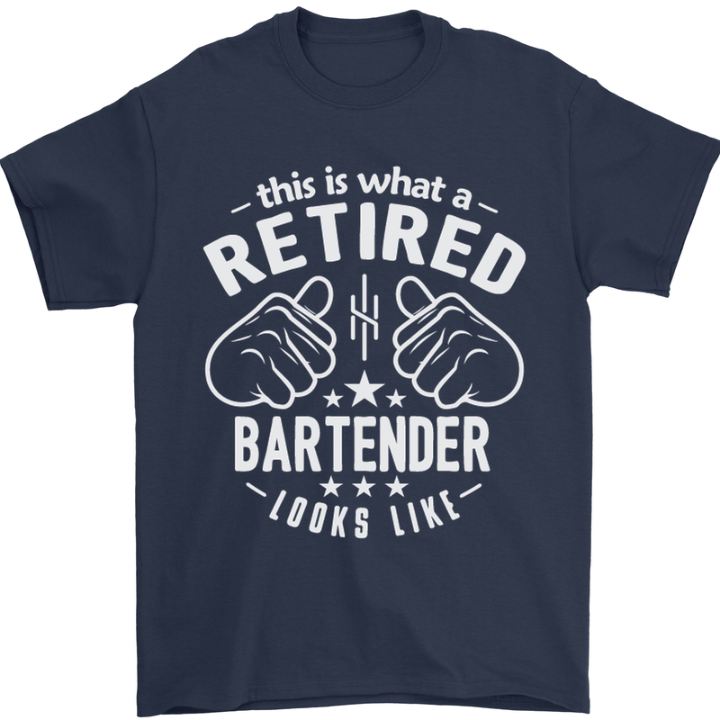 This Is What a Retired Bartender Looks Like Mens T-Shirt Cotton Gildan Navy Blue